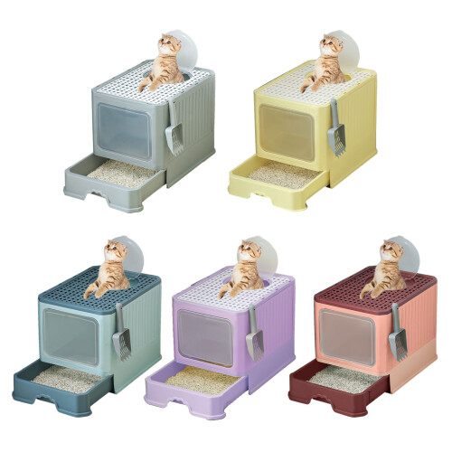 Plastic Litter Box Cats Rabbit Odor Control Not Stick-Green 1