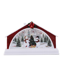 Creatieve en stijlvolle kerstsneeuwbol met LED-verlichting, perfect als decoratie voor bar of huis, rood-zwart plastic tafeldecoratie voor Kerstmis,