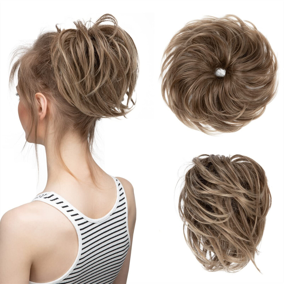 Unisex Hair Bun Extensions Synthetic Donut Hairpieces Elastic Scrunchie Updo One Size Blonde For Women