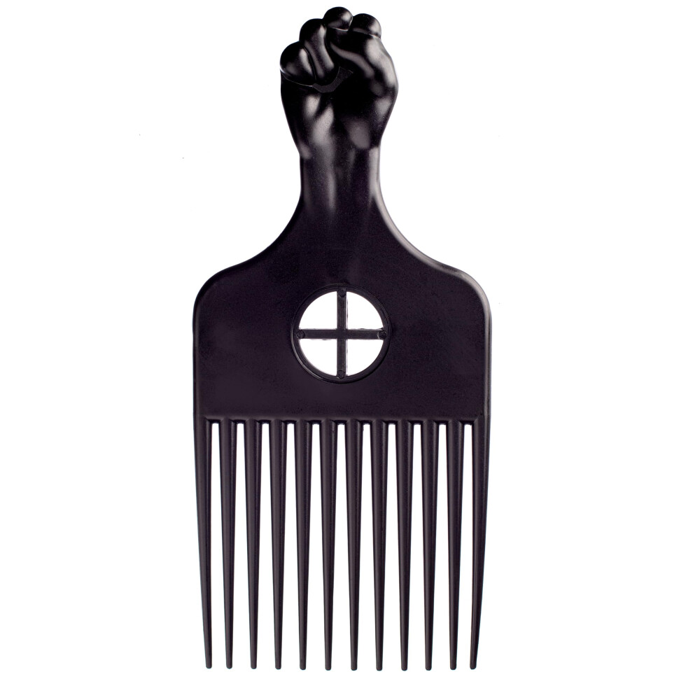 Unisex Black Afro Comb Plastic Afro Pick 12 Teeth Fist Design Handle For Natural Hair
