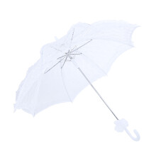 Blondebryllupsparaply til brudeteselskab, hvid parasol i vintagestil med ribber i rustfrit stål, elegant design til fotografering og særlige