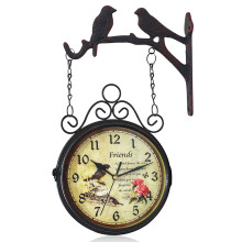 8 Inches Garden Clock WallMounted DoubleSided Clock With Transparency Glass Silent Movement For Home Garden Yard