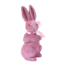 Base en mousse d'ornement de lapin de pâques scintillant-Rose