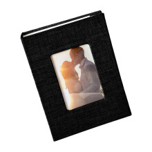 Mini livre photo avec couverture en lin, album-Noir 6 pouces 100