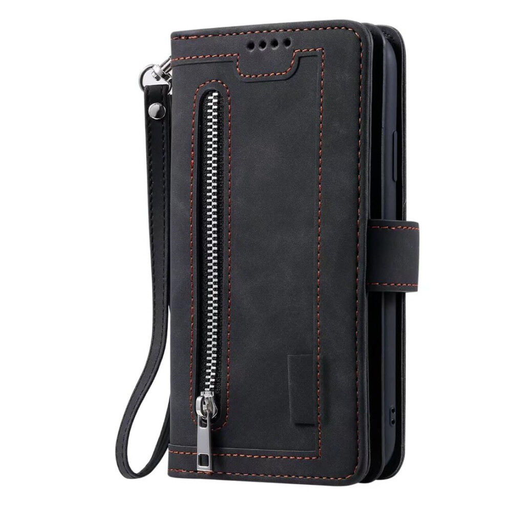 Wallet Case With Card Holder Zipper Pu Leather Shockproof Kickstand Folio Credit Card Slots For Samsung Galaxy A06 Black 9067246098872