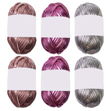 6 Pcs Metallic T-Shirt Yarn Fabric Cloth-pink red silver