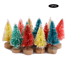 Creative Crafting, Wooden Base Christmas Ornaments In Mixed Colors Including Blue, Adorn Your Spaces With Our Sisal Frosted Miniature Trees, Perfect F