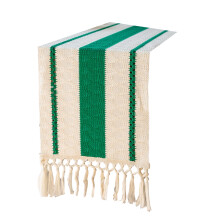 Polyester Table Runner Weave Retro-knotted Green on Green