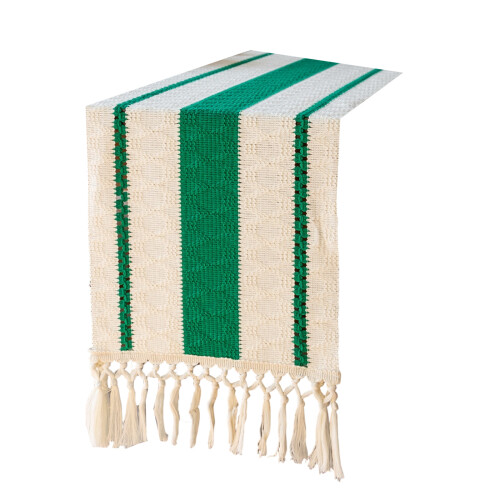 Polyester Table Runner Weave Retro-knotted  Green on Green