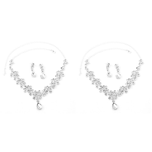 2 Pièces Ensemble Et Boucles D’Oreilles Argenté 1