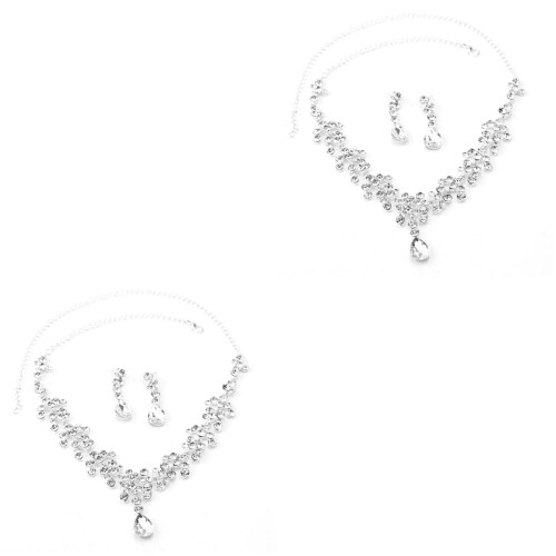 2 Pièces Ensemble Et Boucles D’Oreilles Argenté 2