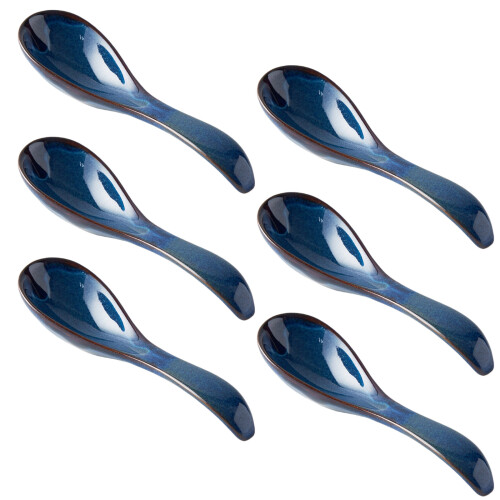 Set of 6 Delicate Ceramic Serving Spoons with Artistic Styles-B