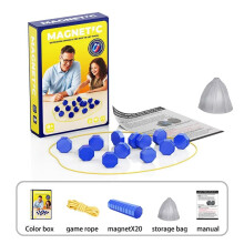 (Blue) Magnetic Travel Chess Game – Portable Family Strategy Board Set with Stones Xmas