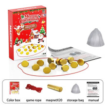 (Gold-xmas) Magnetic Travel Chess Game – Portable Family Strategy Board Set with Stones Xmas
