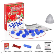 (Blue-xmas) Magnetic Travel Chess Game – Portable Family Strategy Board Set with Stones Xmas