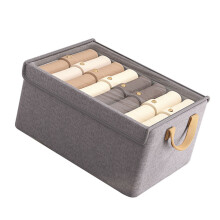 Foldable Organizer Box with Lid for Wardrobes and-L Size Grey