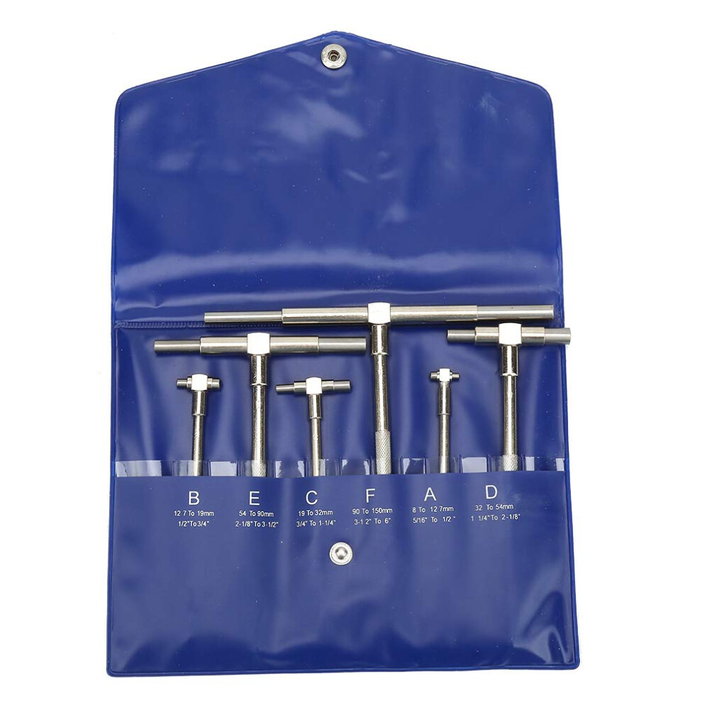 Telescopic Gauge Set 6Piece T Bore Hole 8150Mm Inner Diameter Precision Adjustable Micrometer Measuring Tool Kit 9105992504367