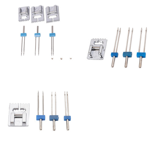 3Pcs Twin Needle Stretch Machine Needle and Presser Foot-B 1