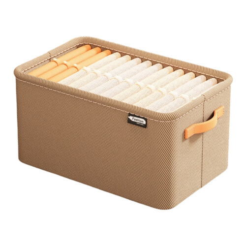 Clothing storage box, thickened fabric storage-Dark Khaki M