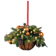 Weather-Proof Pre-Lit Christmas Hanging Basket, Outdoor Decoration with Timer Battery-Powered LED Lights for Indoor Outdoor Holiday Decor, Multicolor,