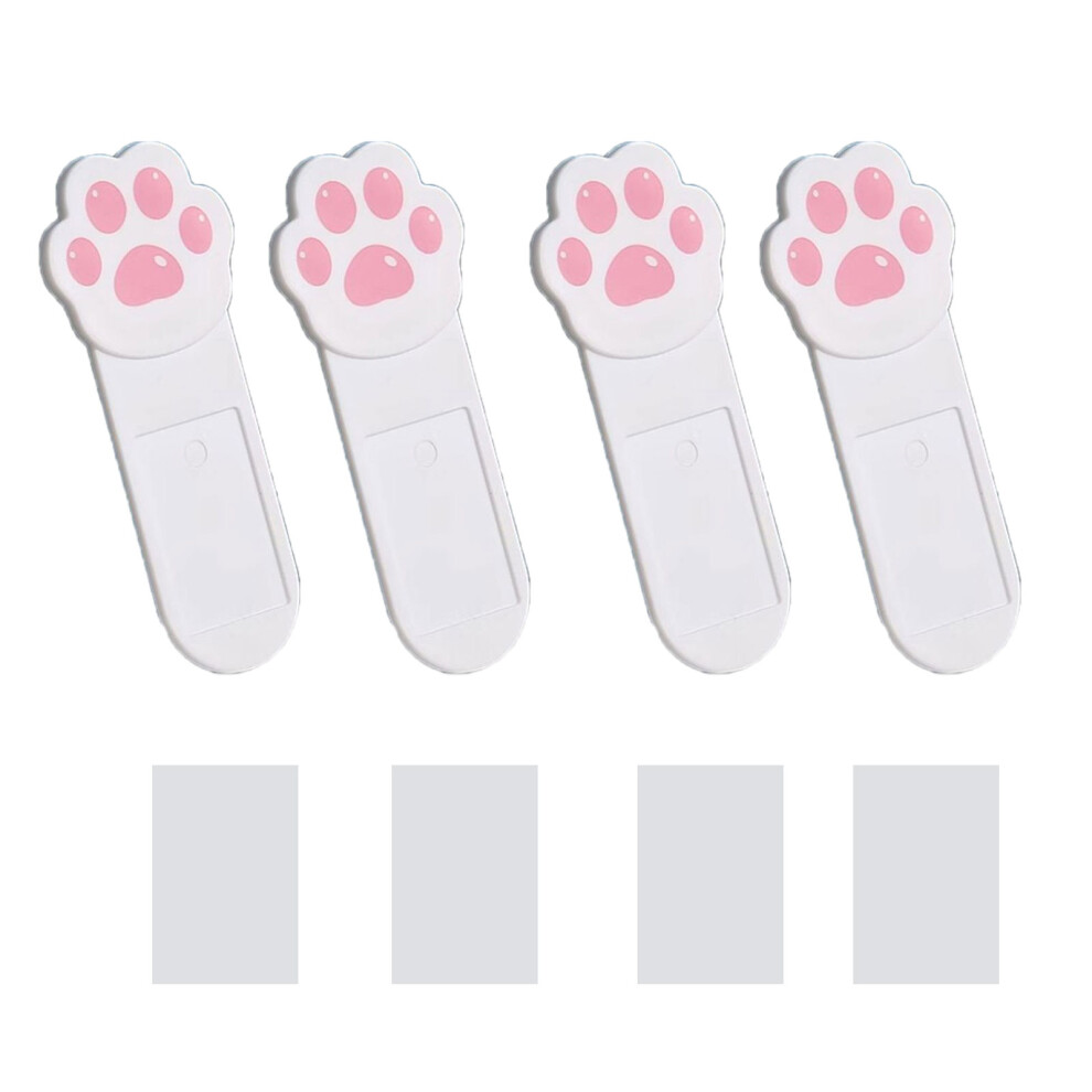 White 4Pcs Cute Cats Paws Toilet Lid Lifter Handle With