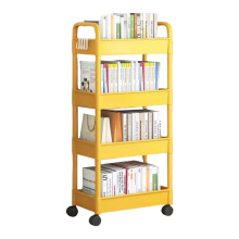 4 Tiers Snacks Cart Adjustable Heights Trolley for-Yellow