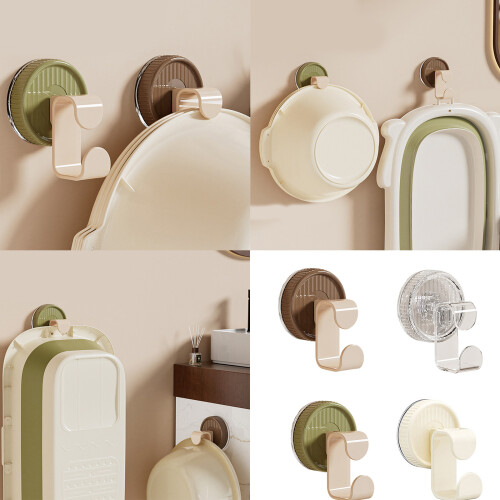 High Capacity Plastic Shower Hook With Vacuum Seal-Transparent 2