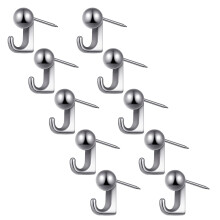 Set van 10 decoratieve ronde kop muurhaak metalen hangers-Zilver