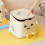 Desktop Waste Bin Press Open Lid Cream White for Small Spaces-B 5