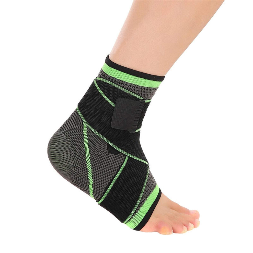 Green Ankle Brace 3D Weaving Elastic Nylon Strap Ankle Support Heel Protector Badminton Basketball Taekwondo Size Xl