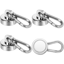 25 mm neodymmagnetkroge, 4 stk. stærke magneter med kroge, 22 kg magneter, karabinhage, magnetkroge, ekstra stærk, øjemagnet, magnetisk krog