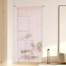 Závěsná šňůrková záclona na dveře, závěsná, flitrová dekorace, boho styl, 100 x 200 cm, růžová