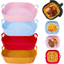 4-delt silikoneform til airfryer, 22 cm tilbehør til airfryer, silikonetilbehør til airfryer, grydeindlæg, genanvendelig airfryerkurv, tilbe
