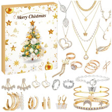 Calendar de Advent cadou de Crăciun 2025, decorațiune de Crăciun 2025, calendar de Crăciun bijuterii pentru femei, calendar de