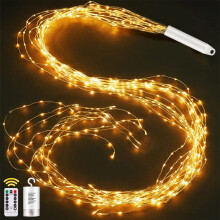 Luminițe de Crăciun 2025 (Alb cald) 2 m 200 LED-uri cu baterie, temporizator, telecomandă, șir luminos, 8 moduri, luminițe casca