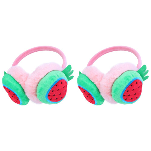 2Pcs Watermelon Kids Earmuff Thick Plush Warm Winter Protector 1