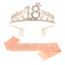 4Pcs Birthday Party Crown and Sash for Girl Stylish Multi