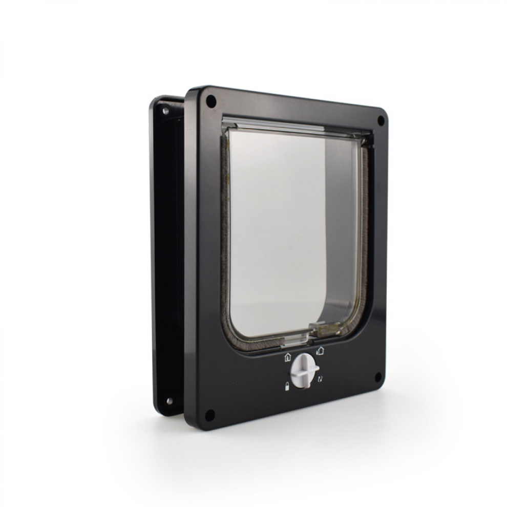 Cat Flap Magnetic Pet Door With Rotary 4 Way Lock Compatible With Cats, Kitties (Medium ) Black