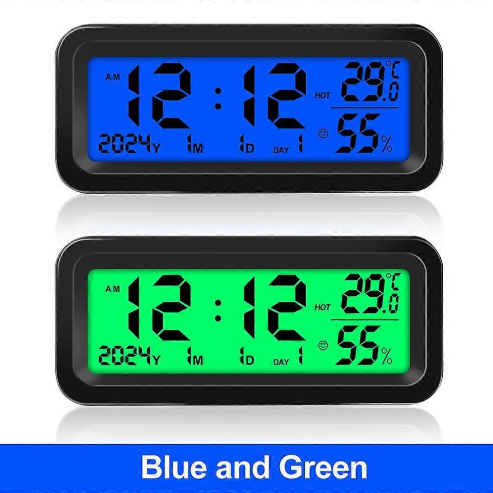 Solar Car Digital Clock Date Week Temperature Humidity Lcd Display Compatible With Dashboard Car Clock Automobiles Internal Thermometer Hygr 5008878095048