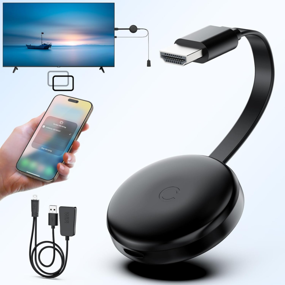 Google Chromecast 3 compatible with WiFi Smart TV Stick compatible with Netflix Youtube WiFi Display Wireless HDMI Miracast Dongle,2024 Ping