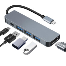 PD100W USB-C Hub, 4K HDMI, 3 USB-A-Datenanschlüsse, USB-C-Hub-Dock, USB-C-Adapter, Multiport-Adapter kompatibel mit MacBook Pro/Air, iPhone
