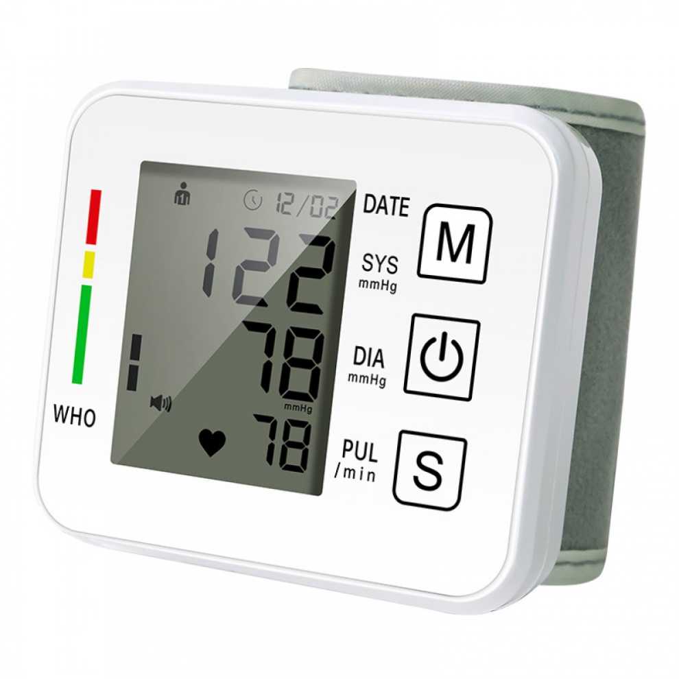 Highly Accurate Wrist Blood Pressure Monitor, Digital Rechargeable with Backlit LCD Display Compatible with Clear Readings Anytime, Adjustabl