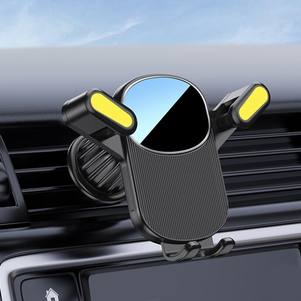 Car Air Vent Gravity Phone Holder 360 Rotation Bracket With Nonslip Rubber And Silicone Grip Most Phones Striped Yellow 9105992507221