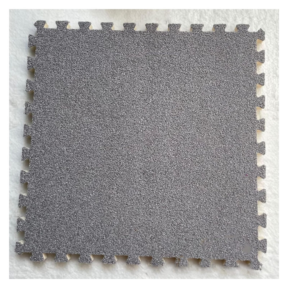 Plush Foam Floor Mat Crawling Mat Interlocking Square Tiles With Border Puzzle Flooring Tiles Light Grey