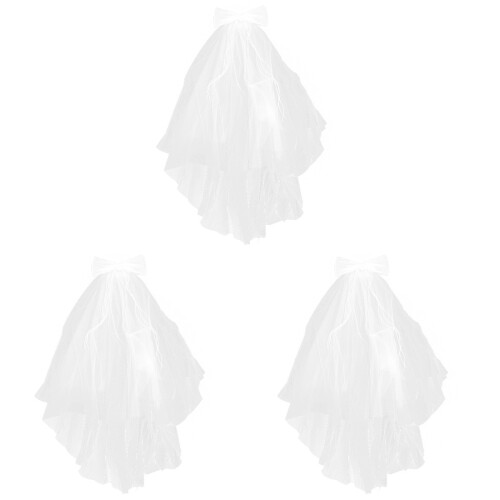 3Pcs Elegant White Lace Wedding Veils for Brides 1