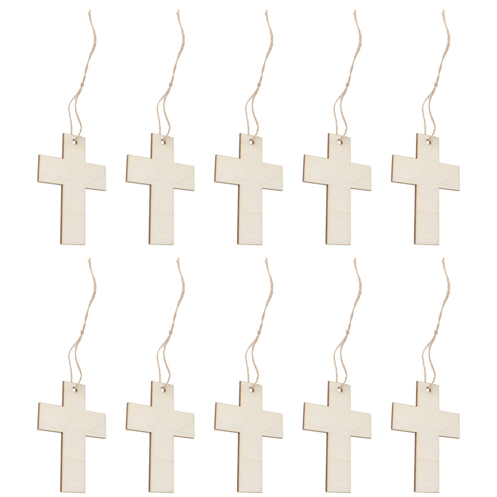 3 Zestawy Drewnianych KrzyżYkóW Z Wisiorkami I Sznurowaniem Konopnym-image