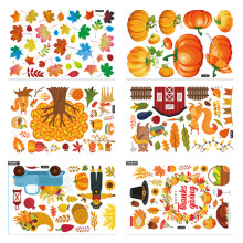 Thanksgiving Decorations, Fall Decorations With Holiday Turkey Cling, Wide Decoration And Double Side Printed For Classroom, Office, Home (Reusable Cl