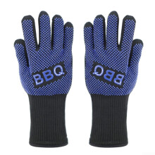 Extreme Heat Resistant BBQ Gloves For Safe Cooking And Grilling Blue Color Non Slip Grip Comfortable Fit