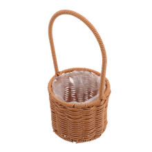 Rustic Iron Handwoven Rattan Basket With Handle Plastic Flower Storage For Picnic Wedding Indoor Plants