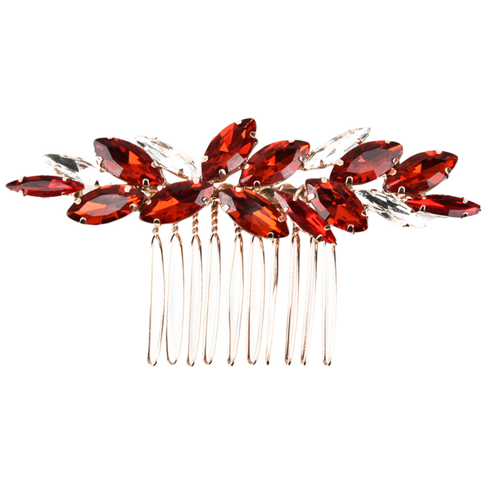 5Szt Czerwone Dodatki Do WłOsóW ŚLubne Z Eleganckimi KryształAmi-image